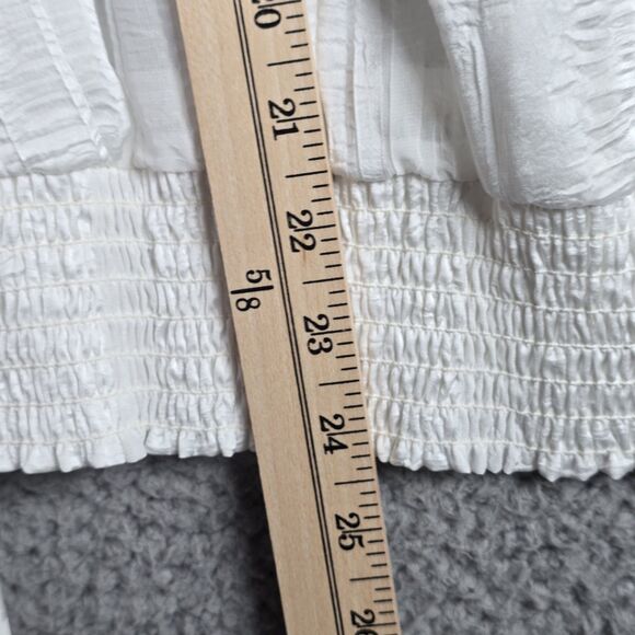 Philippe Marques White Studded Pleated Blouse 10 Long Sleeve USA - Picture 9 of 12